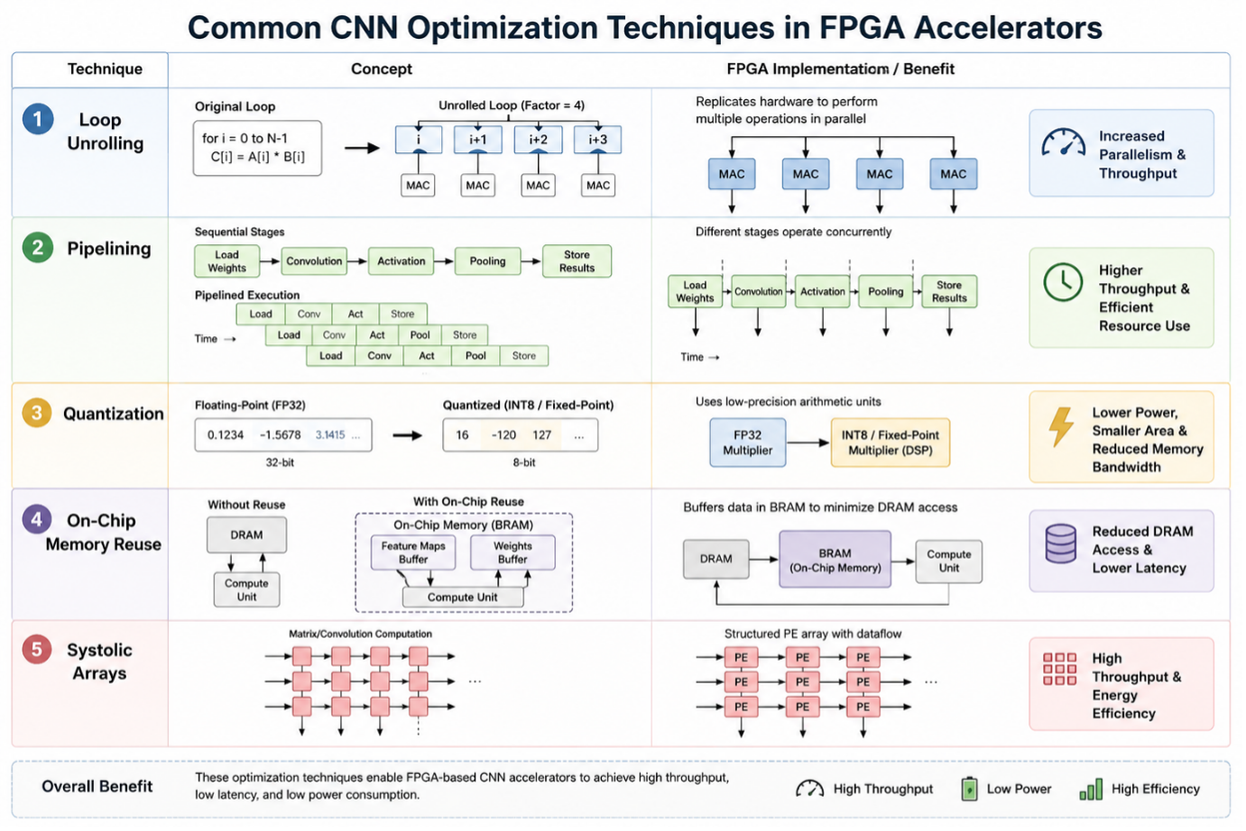 Common CNN Optimization Techniques in FPGA Accelerators